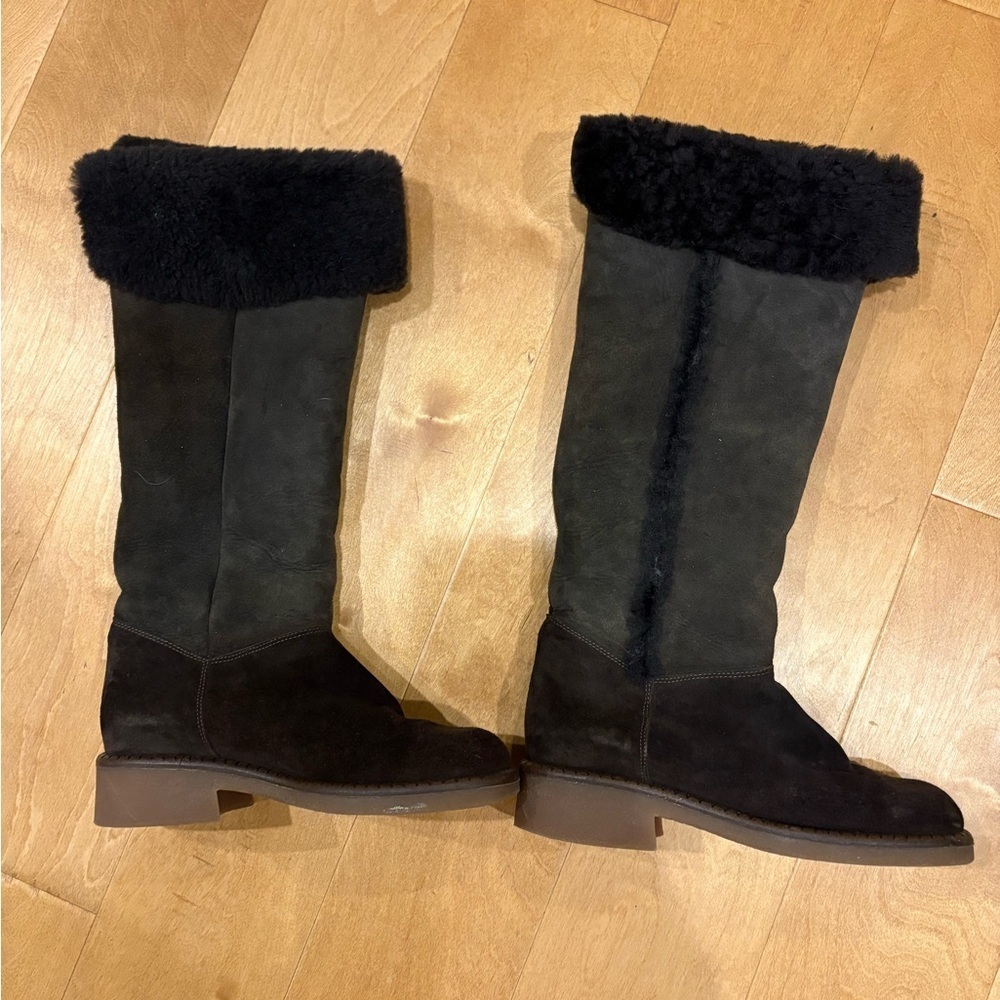 La Canadienne shearling knee high boots brown sz 7.5